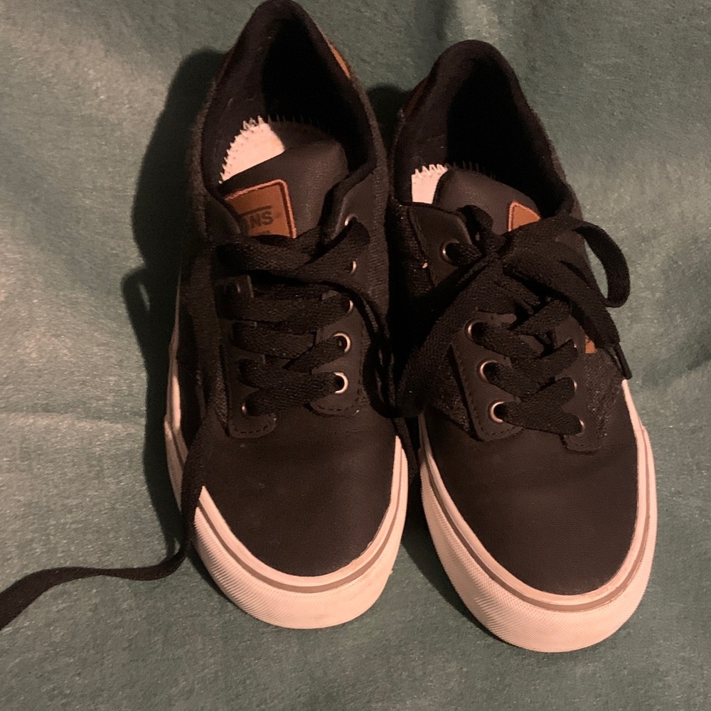 Vans Black Canvas Low-Top Sneakers with White Soles